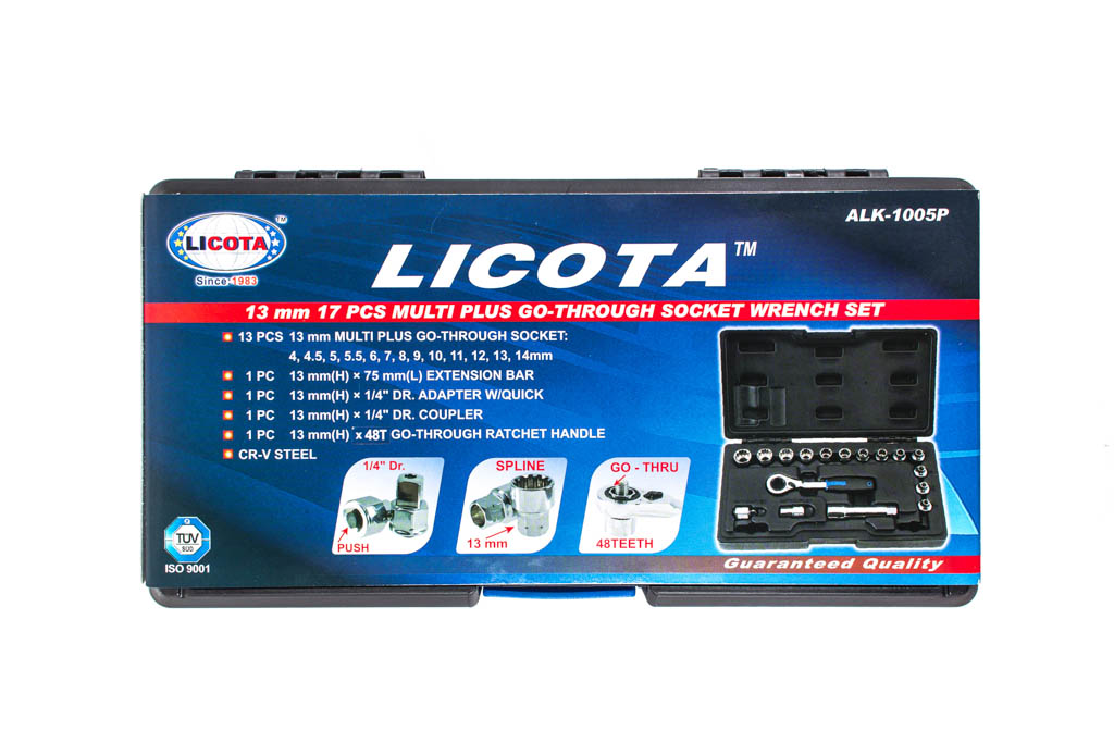 Набор торцевых головок проходных с аксессуарами 13 мм 17 пр. Licota ALK-1005P
