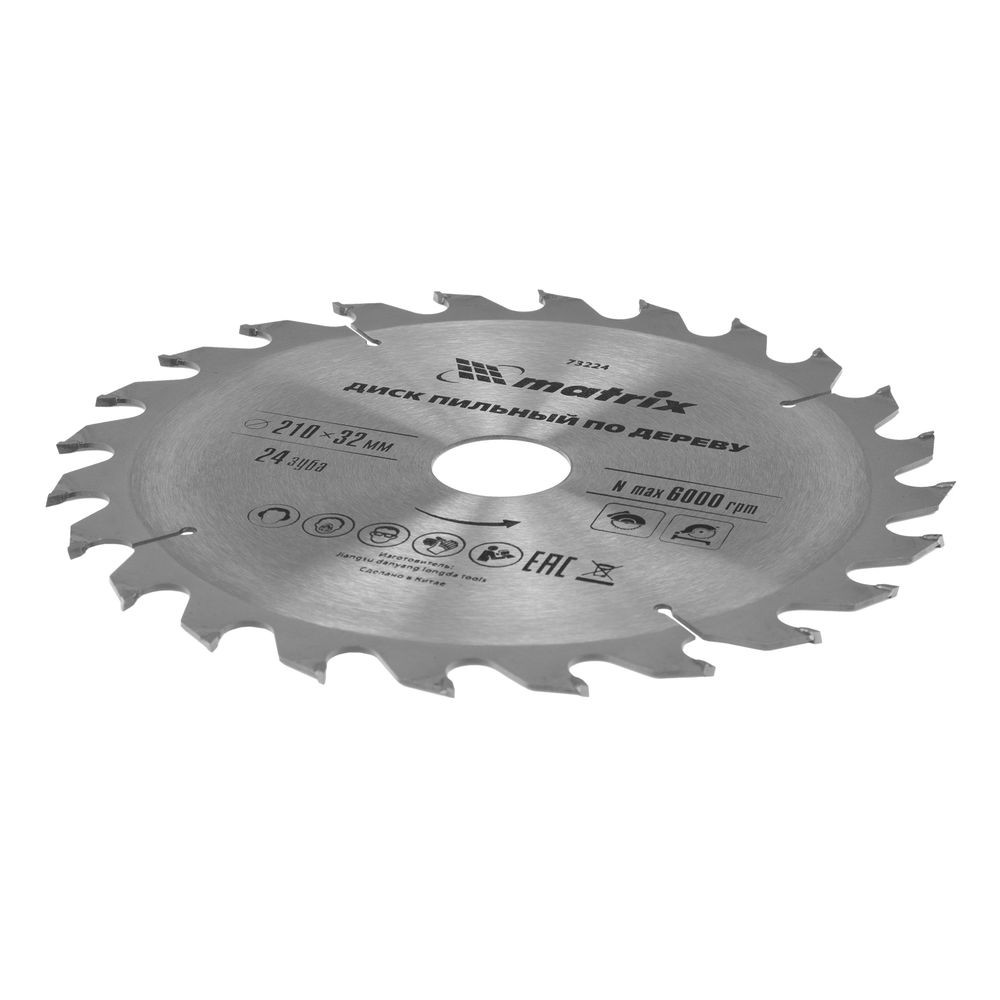 Пильный диск по дереву, 210 х 32 мм, 24 зуба, кольцо 30/32 Matrix Professional (73224)