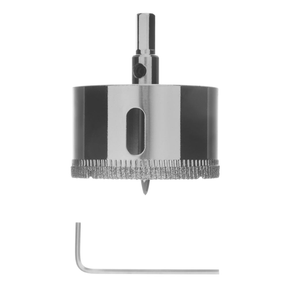 Сверло по керамической плитке и стеклу, 50 х 55 мм, шестигранный хвостовик, с центрующим сверлом Сибртех (72722)