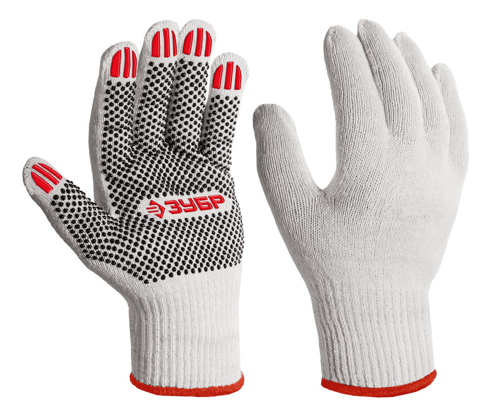 Перчатки х/б ОПТИМА, M (8), с ПВХ покрытием (точка), 10 класс ЗУБР 11440-M