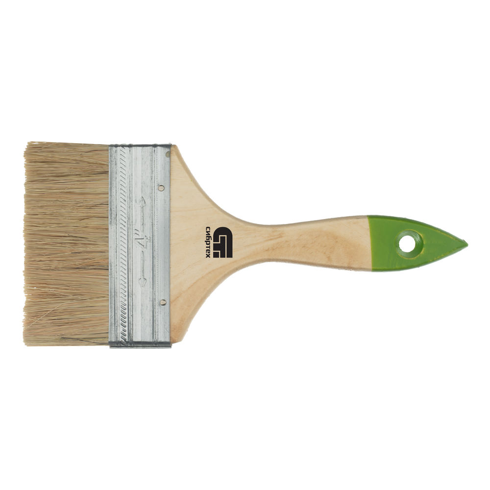 Кисть плоская 100 мм, натуральная щетина, деревянная ручка Сибртех (82266)