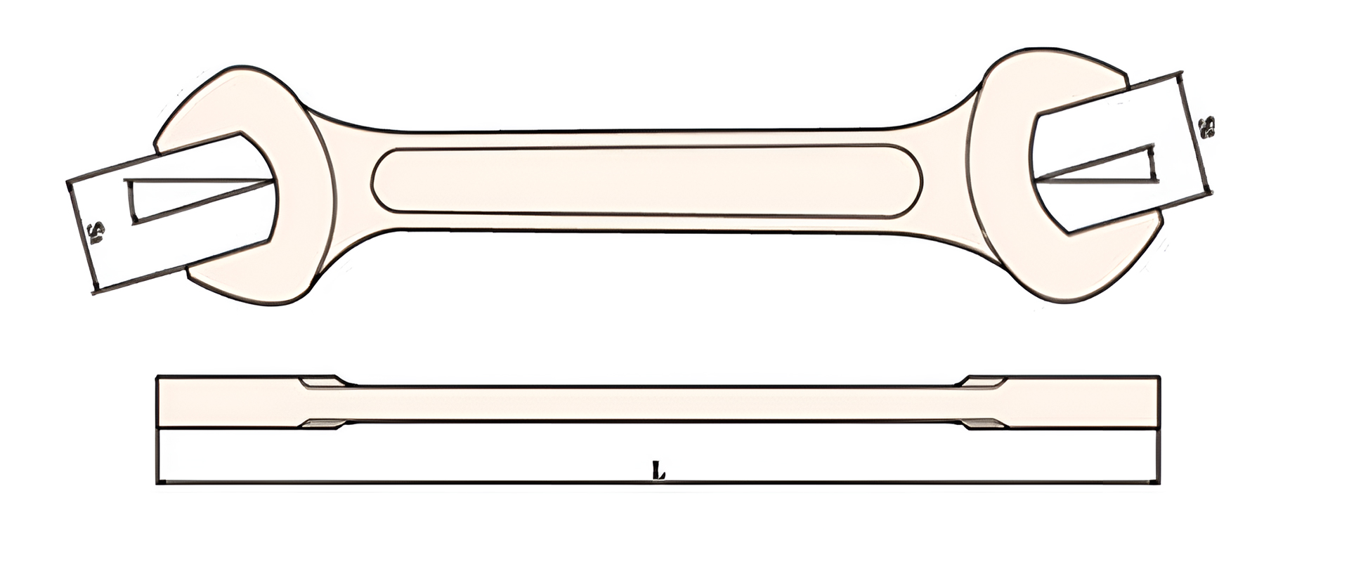 Ключ гаечный рожковый двусторонний 21х26 искробезопасный сплав AlCu 146-2126, HORTZ