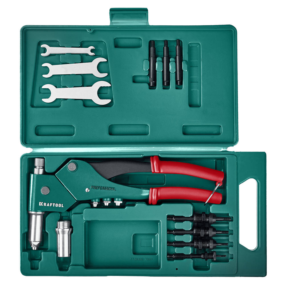 Комбинированный поворотный заклепочник Combo3-M6, 360°, 3 вида заклёпок, в кейсе KRAFTOOL 31178_z01