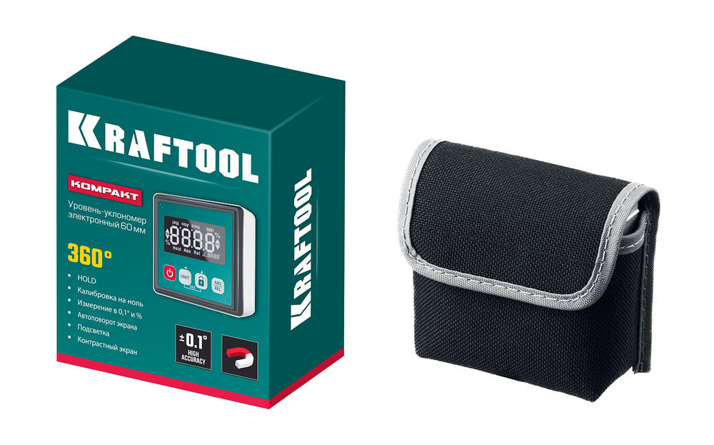 Уровень-уклономер электронный KOMPAKT, 4 х 90 С, точность 0.1 KRAFTOOL 34687