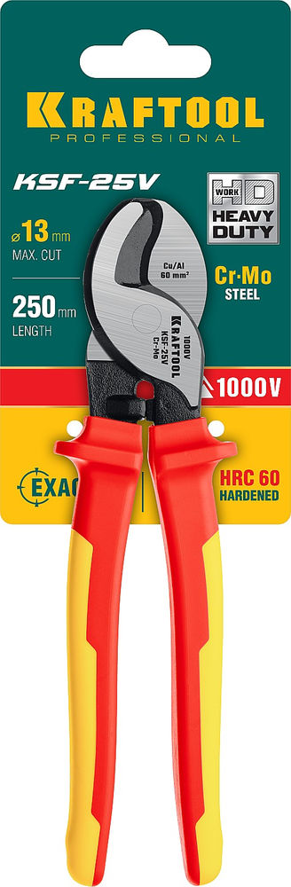 Усиленный диэлектрический кабелерез KSF-25V, d 13 мм, 250 мм, VDE, 1000 В KRAFTOOL 23334-25V
