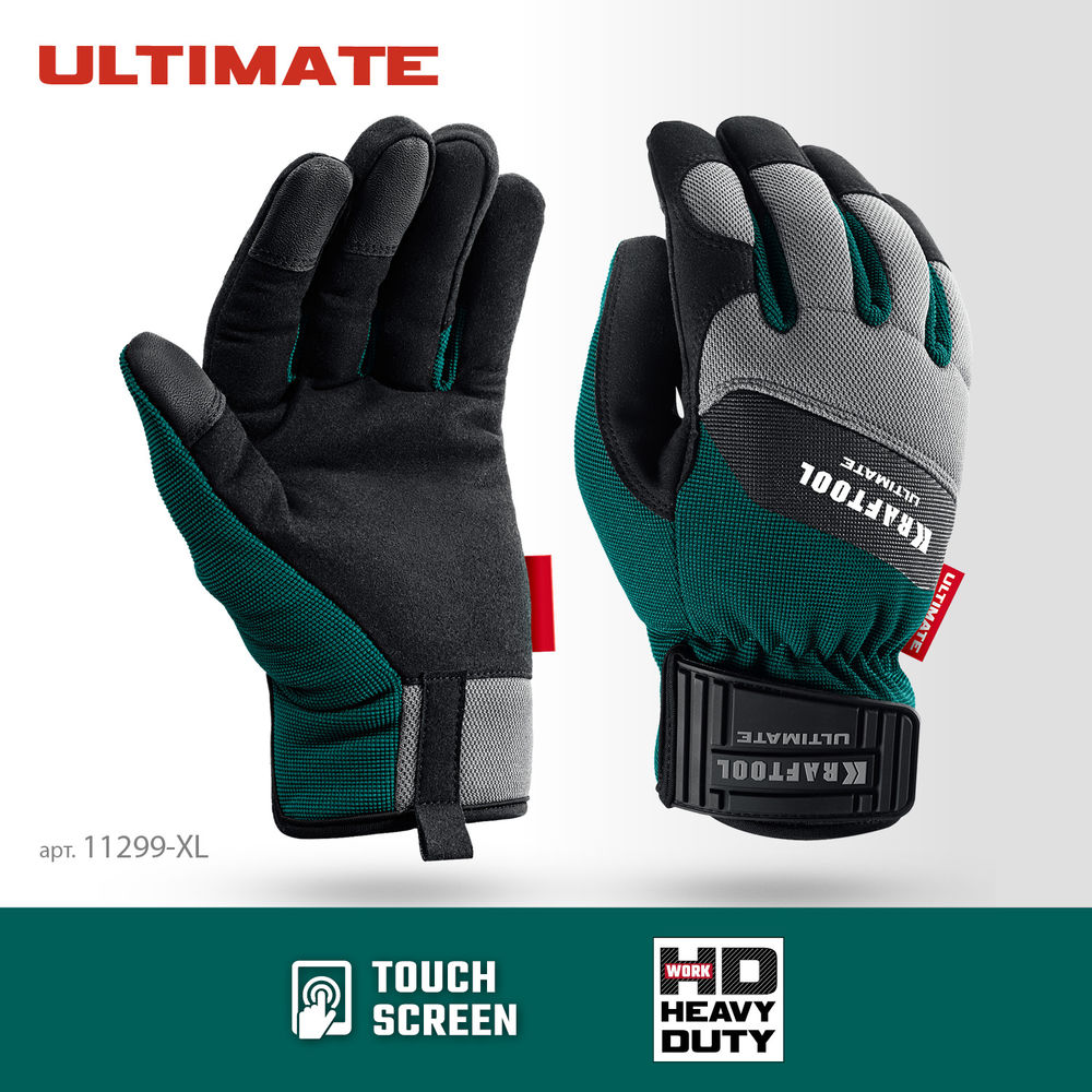Профессиональные комбинированные перчатки ULTIMATE р.XL (10), работа с сенсорными экранами KRAFTOOL 11299-XL