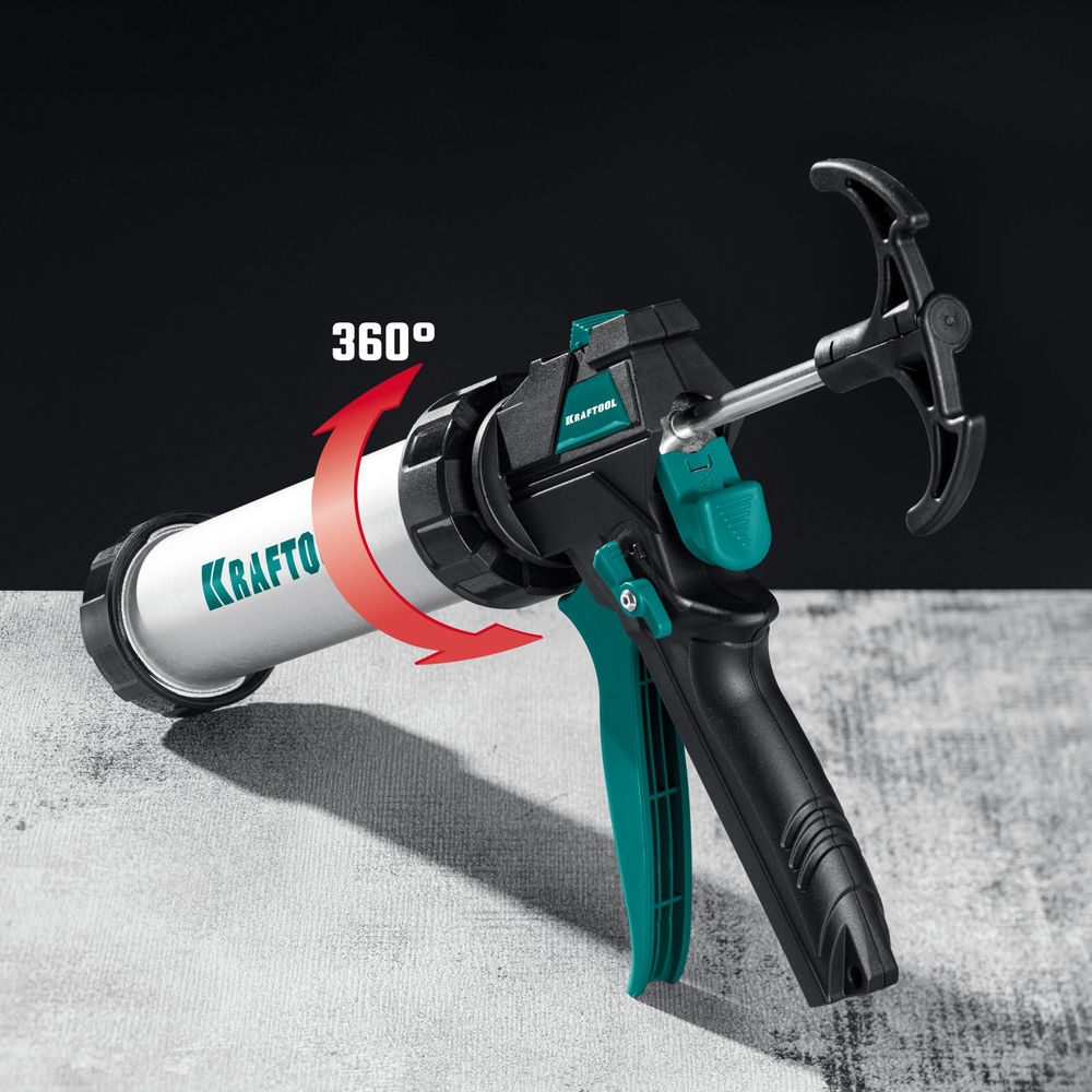 Закрытый пистолет для герметика ULTRA, 310 мл, прямой забор, регулировка силы давления, вариативная антикапельная система KRAFTOOL 06677-31