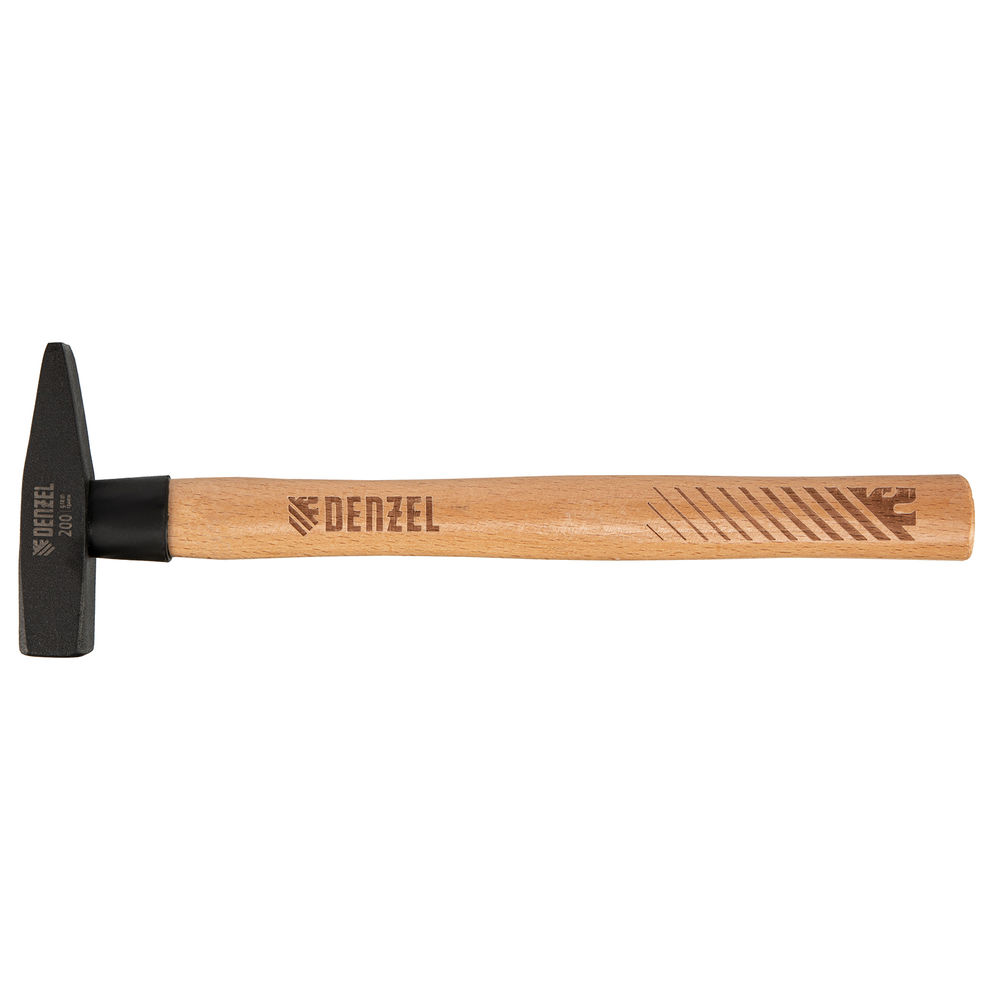 Молоток слесарный, 200 г, кованый квадратный боек, буковая рукоятка Denzel (10426)