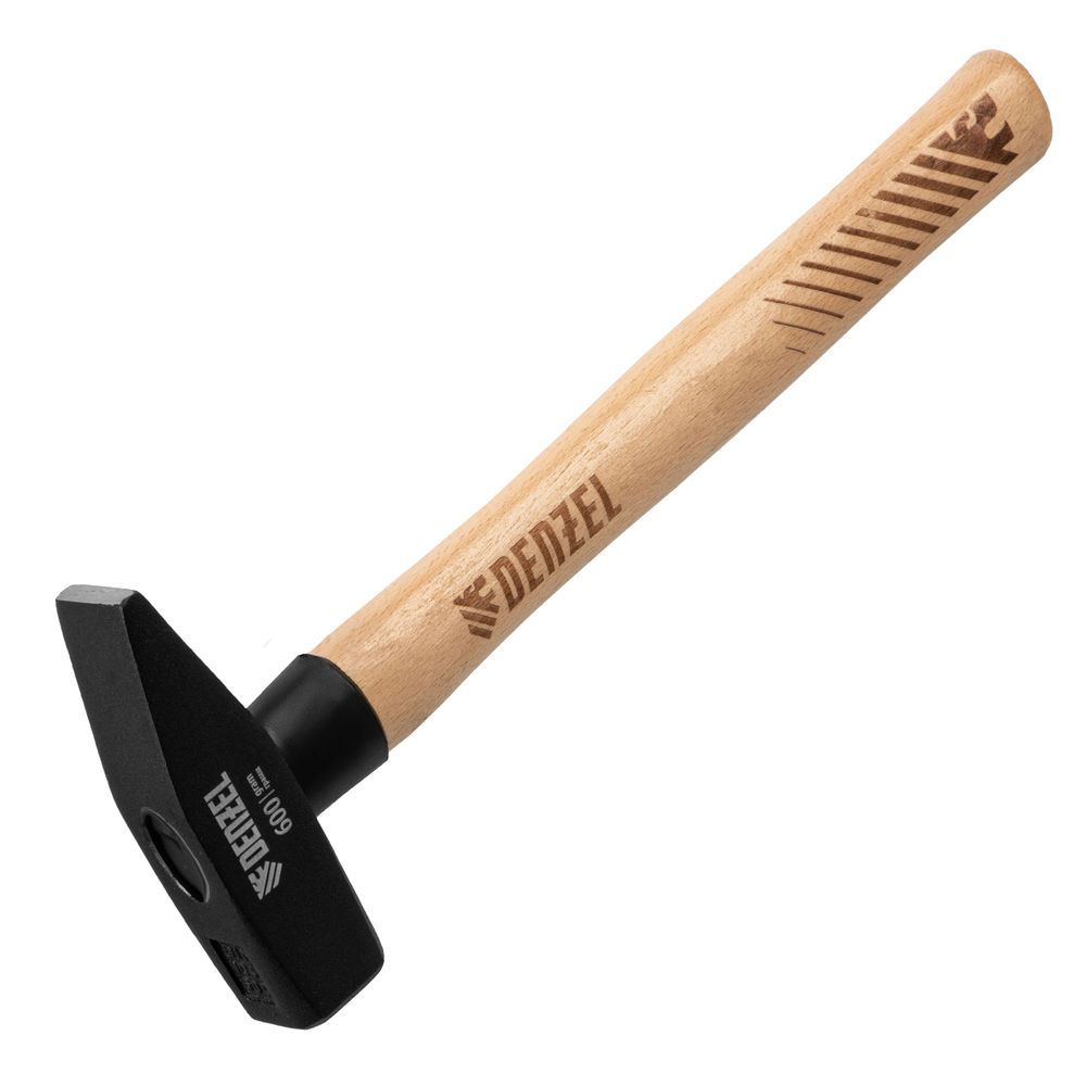 Молоток слесарный, 600 г, кованый квадратный боек, буковая рукоятка Denzel (10431)