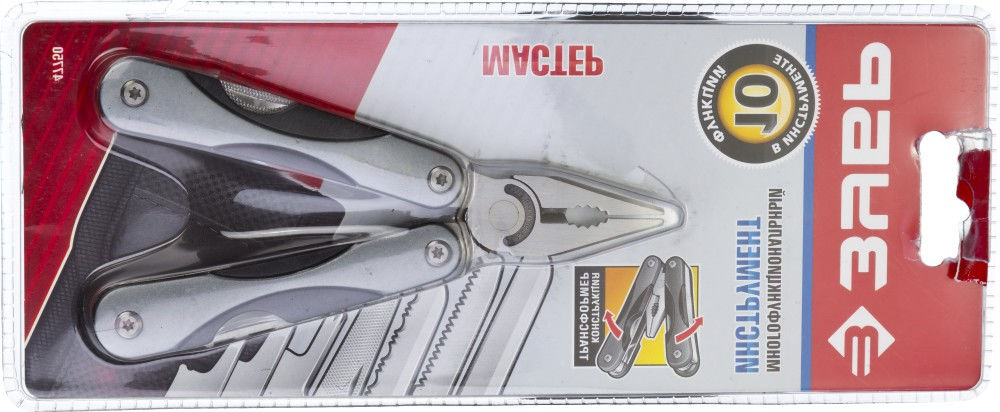Мультитул МАСТЕР, 10 в 1, мини, металлические ручки, нейлоновый чехол, 86 мм ЗУБР 47750