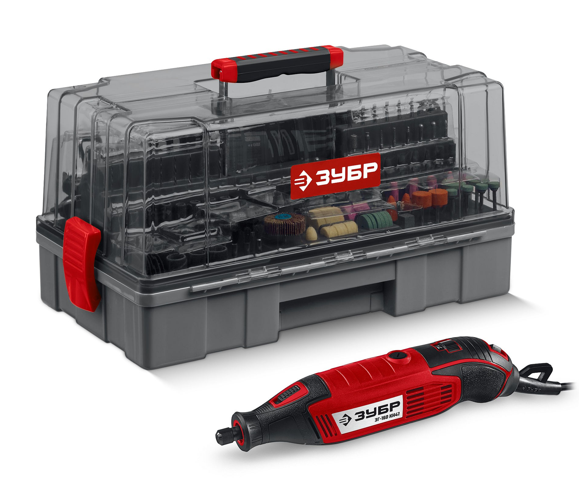 Набор мини-насадок с гравером 245 предметов, 160 Вт ЗУБР ЗГ-160-H245