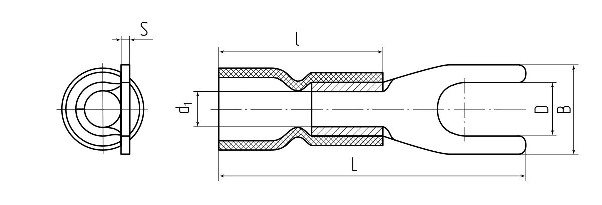 Наконечник кабельный вилочный изолированный НВИ 1.5–5 серия ПРОФИ (КВТ) (47485)