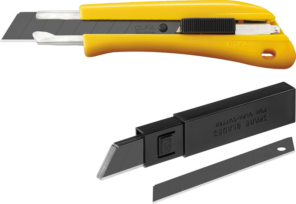 Нож с выдвижным лезвием 18 мм, с авто фиксатором OLFA OL-BN-AL/BB/10BB