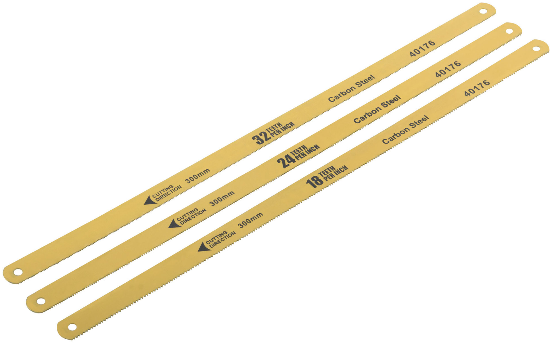 Полотна ножовочные по металлу односторонние 300 мм, набор 6 шт. на подвесе ( 18ТPI+24ТPI+32ТPI ) (40176)
