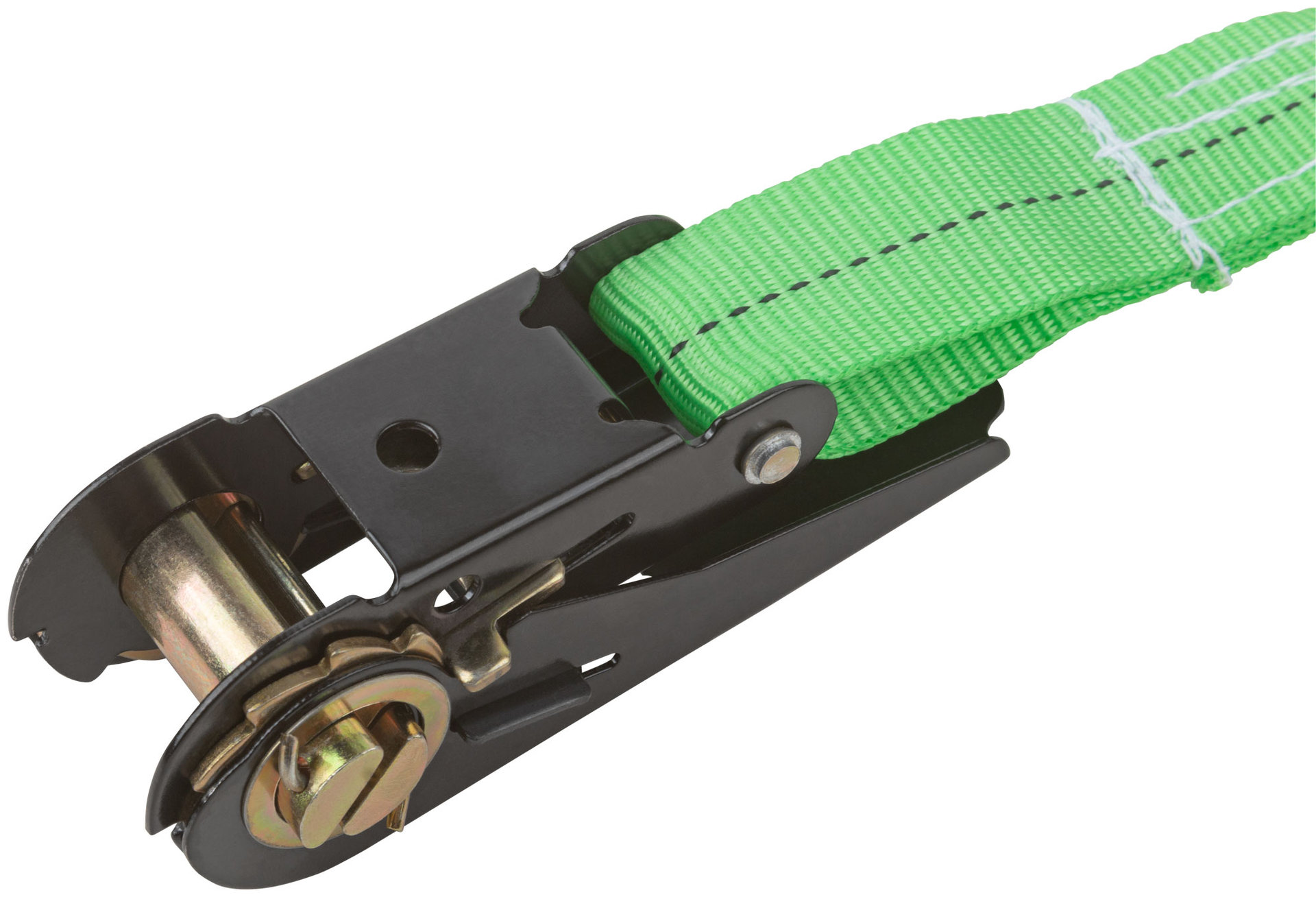 Ремень для крепления груза, храповый механизм 110 мм, полиэфирная лента 25 мм x 5 м, 800 / 1600 кг (64923)