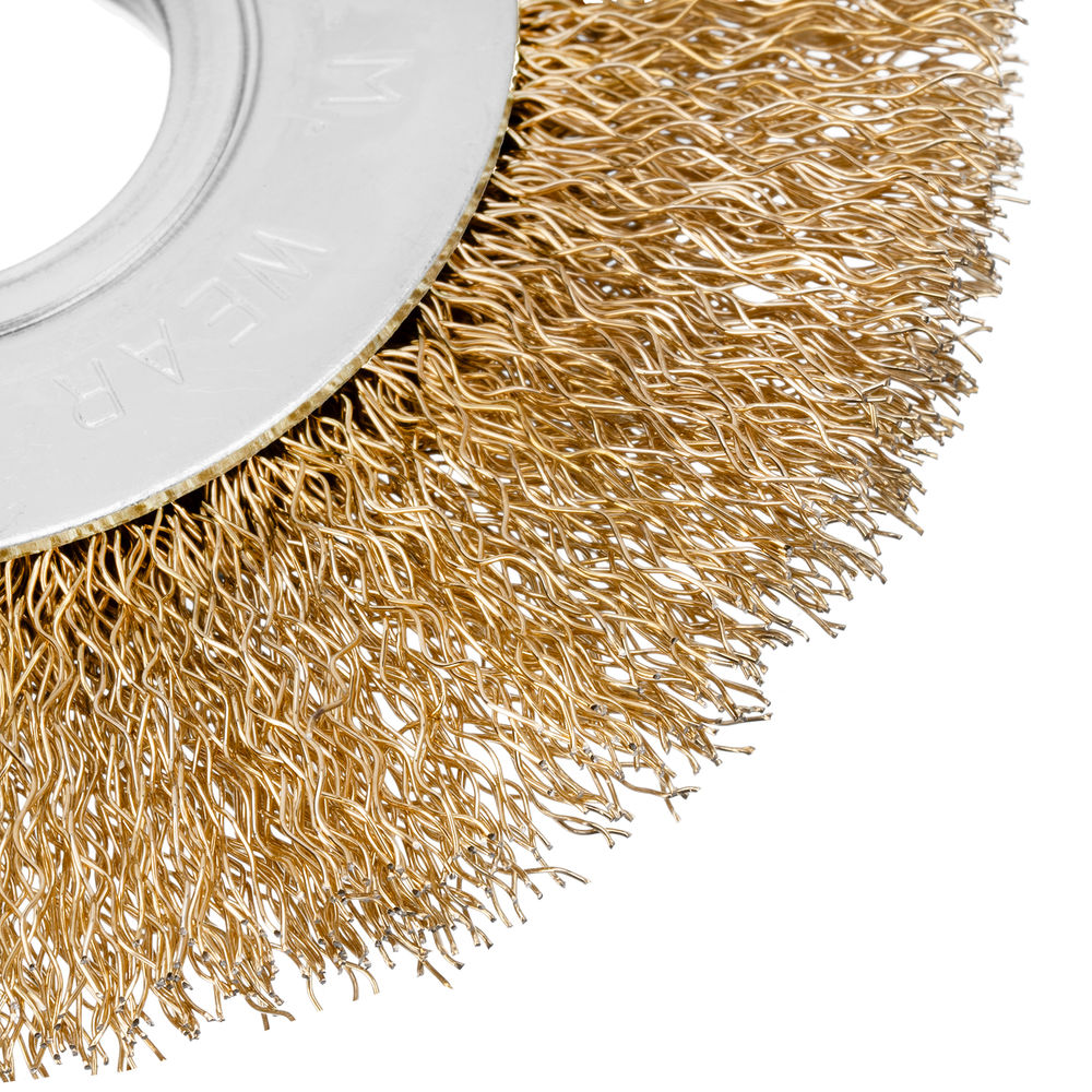 Щетка для УШМ, 100 мм, посадка 22.2 мм, плоская, латунированная витая проволока Matrix (74648)