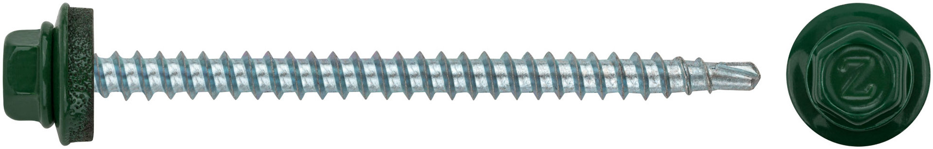 Шурупы кровельные со сверлом 4,8 х 70 зеленый 100шт , RAL 6002 Фасовка (23556-0)