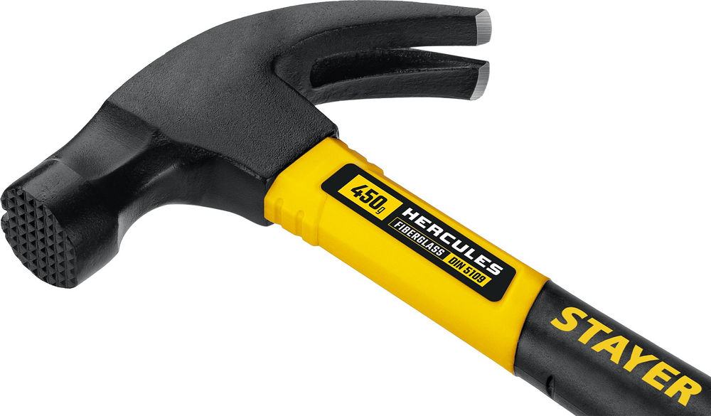 Молоток-гвоздодёр столярный с фиберглассовой рукояткой Professional Hercules-M STAYER 450 г 2027-450_z01  