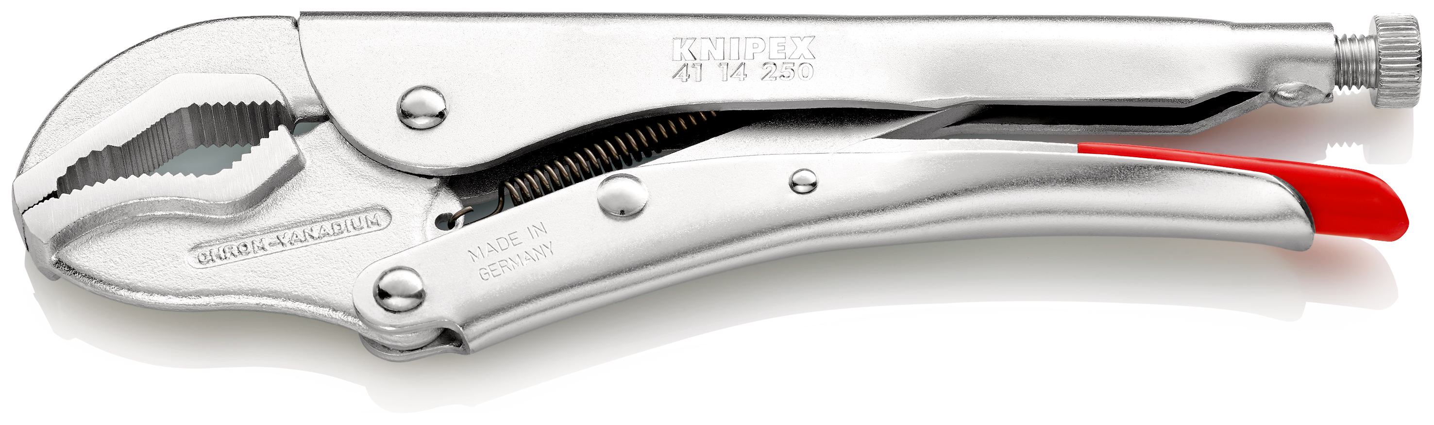 Зажим ручной, губки с двойной выемкой, круг 36 мм, квадрат 36 мм, под ключ 36 мм, длина 250 мм (KN-4114250)