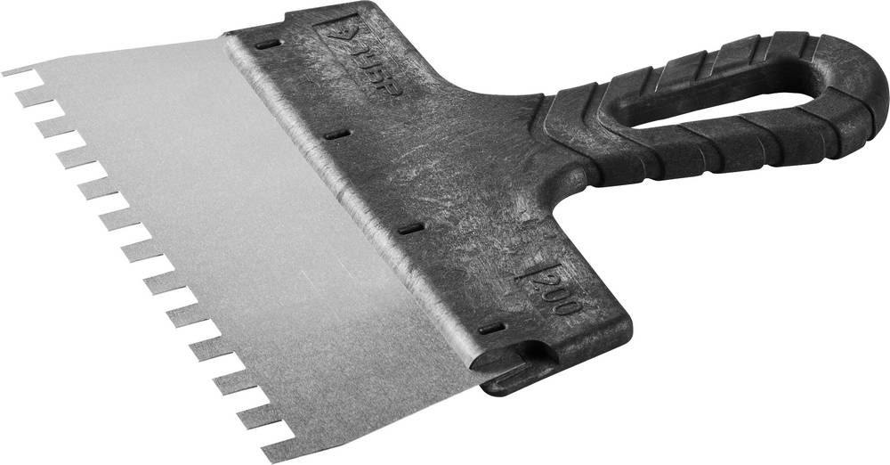 Шпатель фасадный нержавеющий 200 мм зуб 8?8 мм пластиковая ручка ЗУБР 10078-20-08