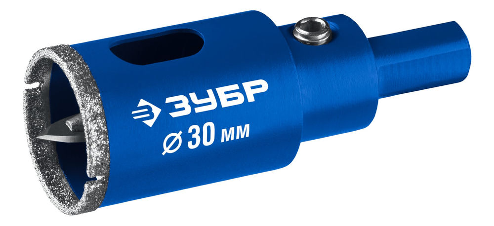 Коронка алмазная АГК, d 30 мм, центр. сверло, трехгранный хвост, Р60 ЗУБР Профессионал 29850-30