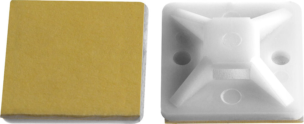 Площадка самоклеющаяся под хомут-стяжку 25 х 25 мм, нейлон, 100 шт, белая ЗУБР ПХС 30915-25