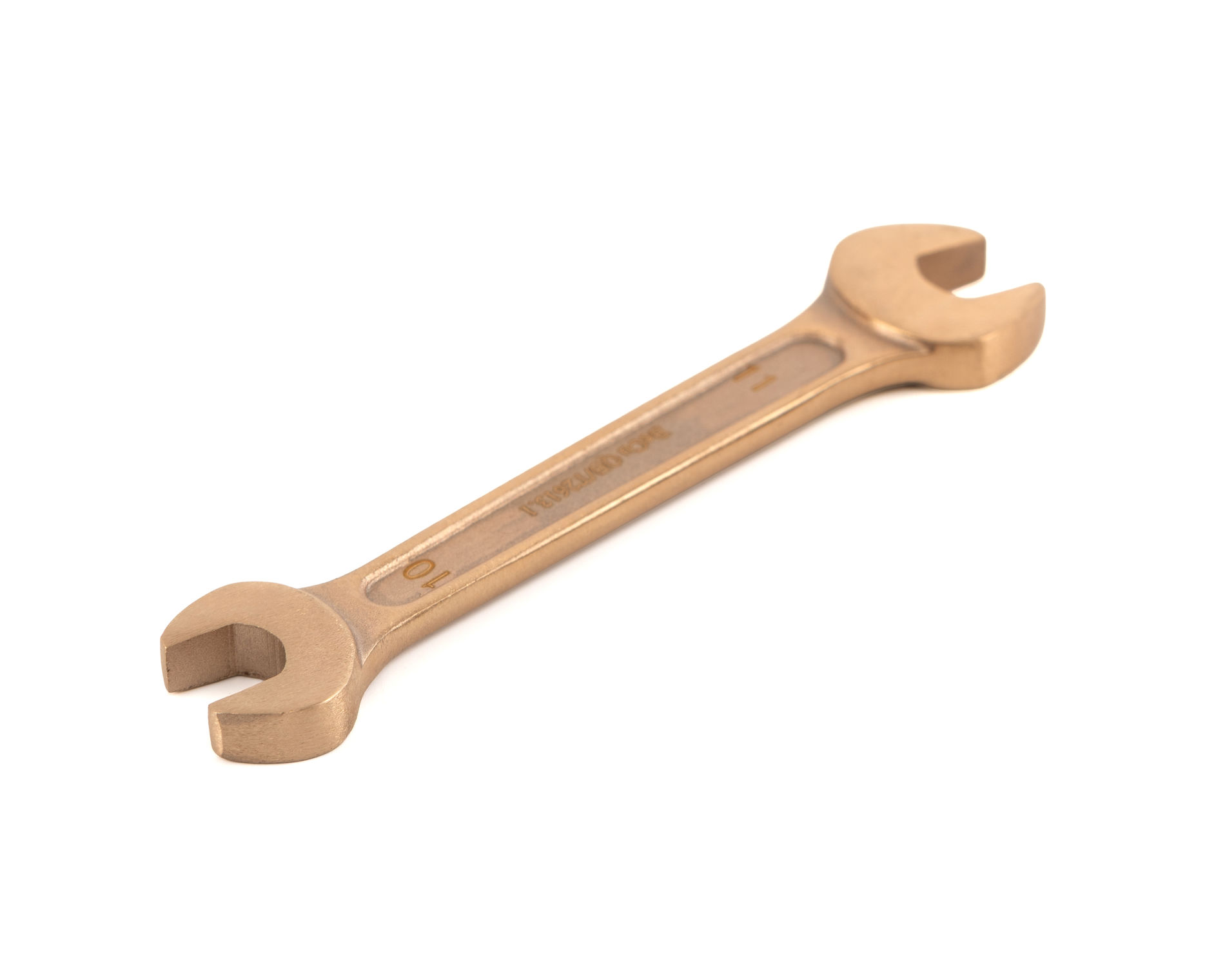 Ключ гаечный рожковый двусторонний 10х11 искробезопасный сплав BeCu 146-1011, HORTZ