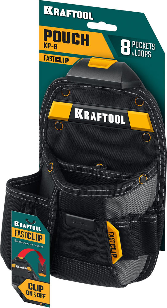 Сумка поясная 170 х 260 мм с быстросъёмным креплением FastClip KP-8 KRAFTOOL 38776