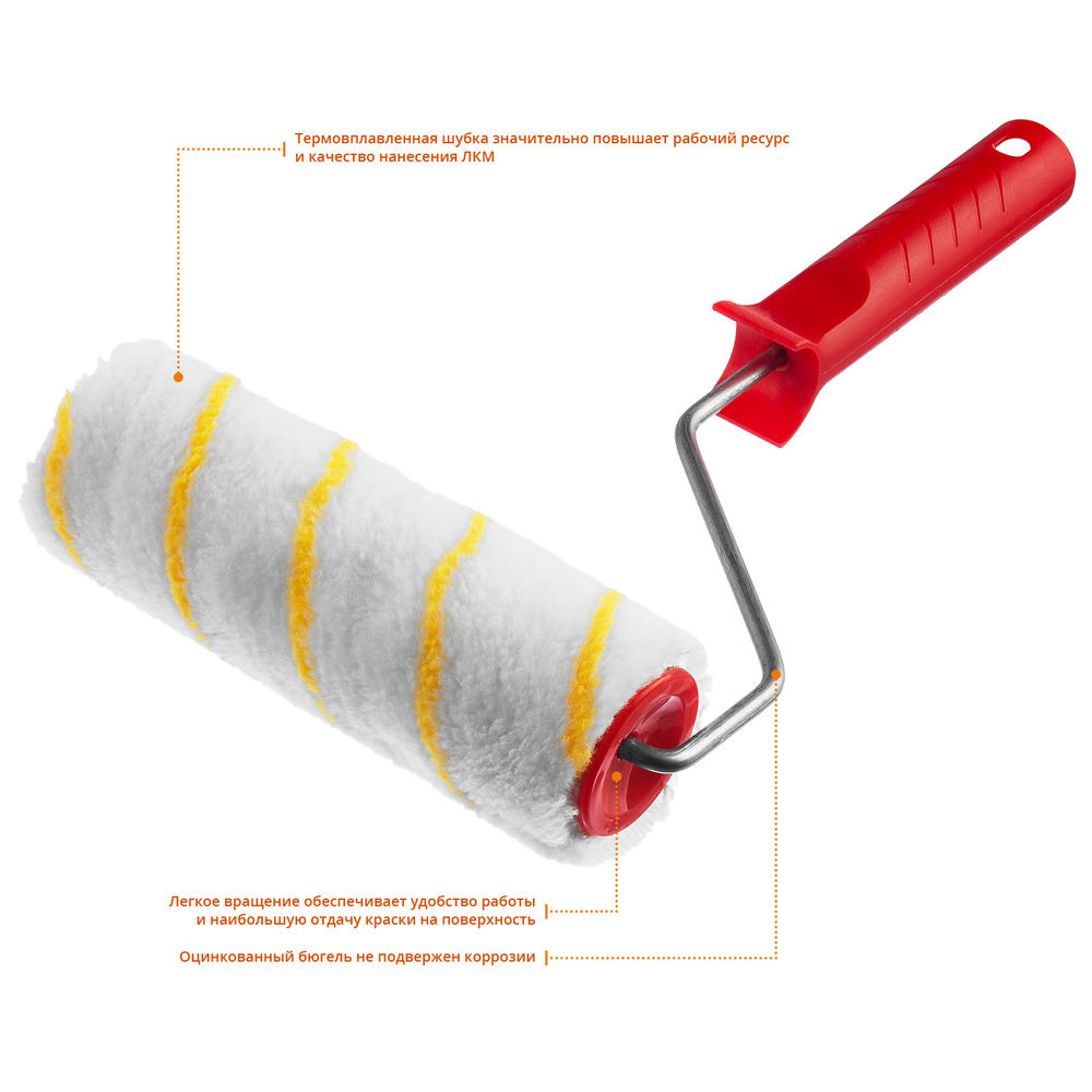 Малярный валик POLYTEX, 40 х 180 мм, бюгель 6 мм, ворс 12 мм, полиакрил/полиэстер, все виды ЛКМ MIRAX 03716-18