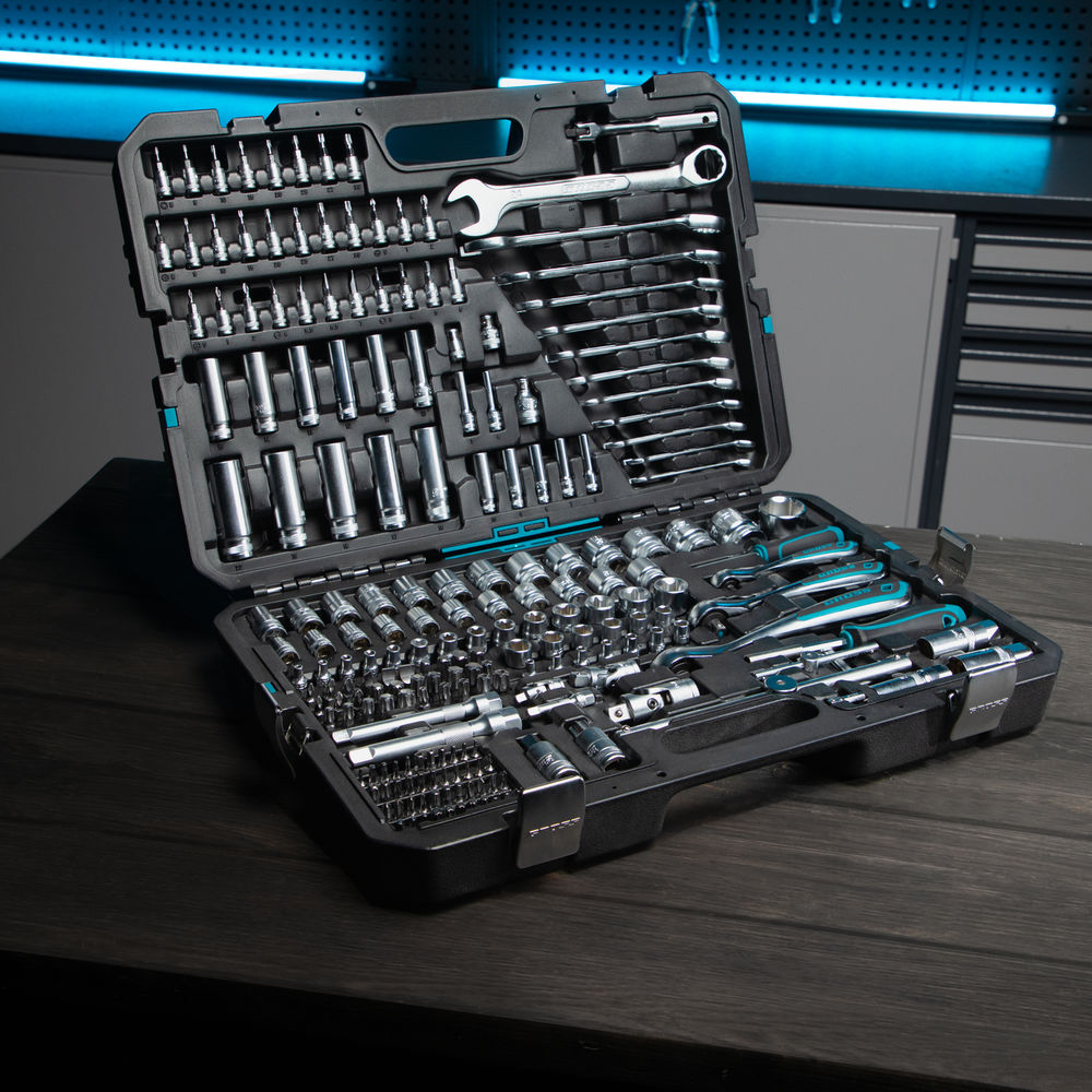 Набор инструментов, 1/2, 3/8, 1/4, CrV, 120 зубьев, 216 предметов Gross