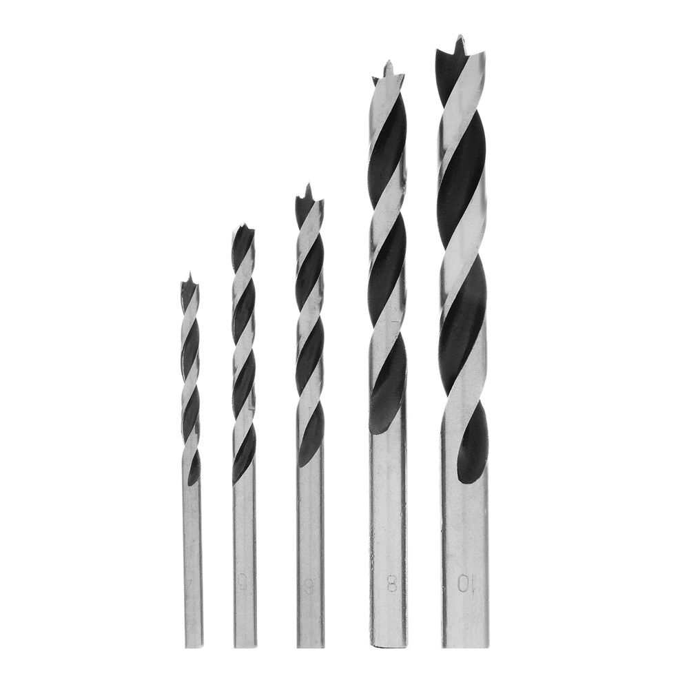 Набор сверл по дереву, 4-5-6-8-10 мм, 5 шт, цилиндрический хвостовиковик, пластиковый кейс, Matrix (70281)