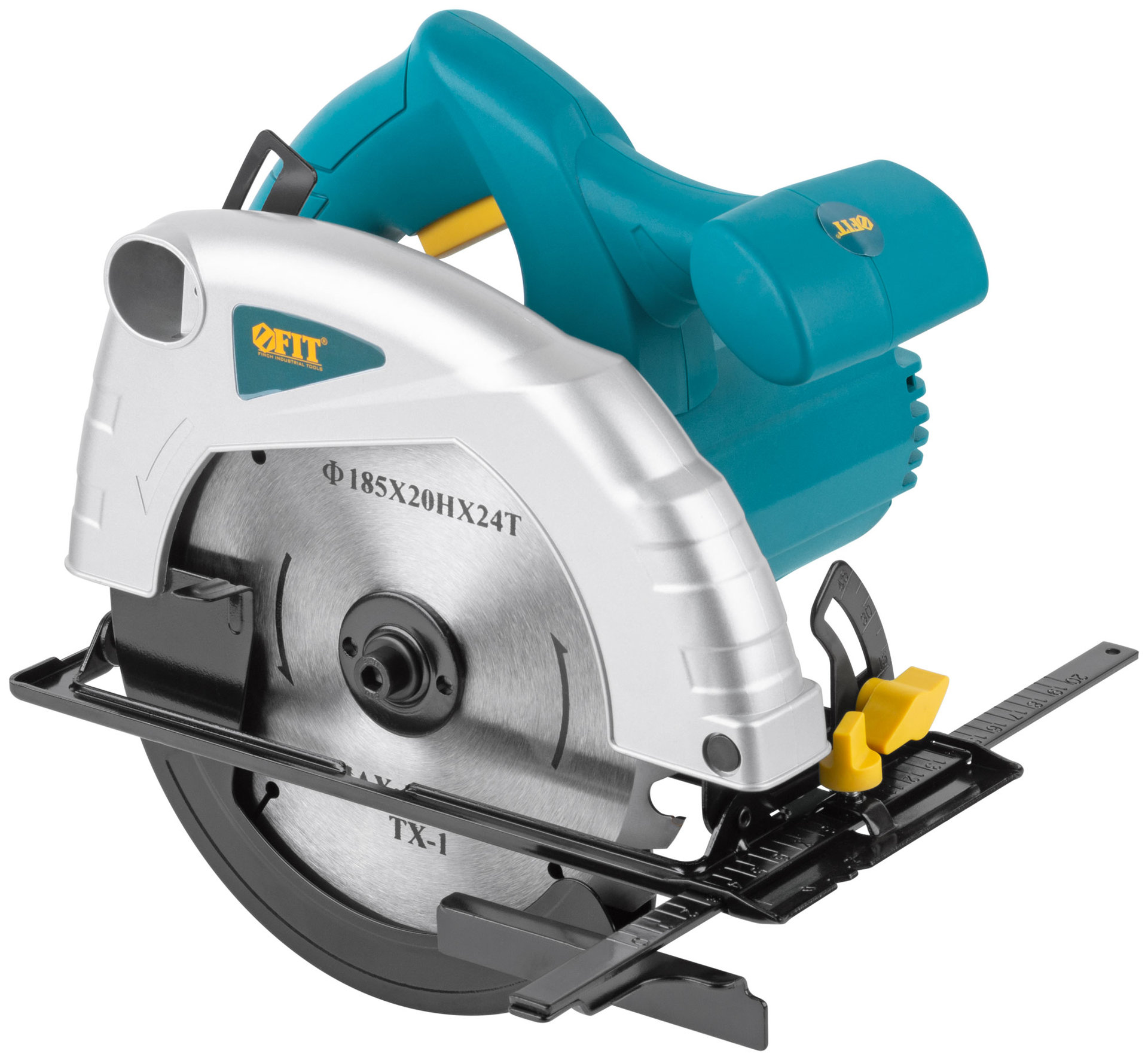Пила дисковая 1200 Вт; 4500 об/мин; 185/20 мм; 3,0 кг; жел. опора; рез. накл.; коробка (80403)