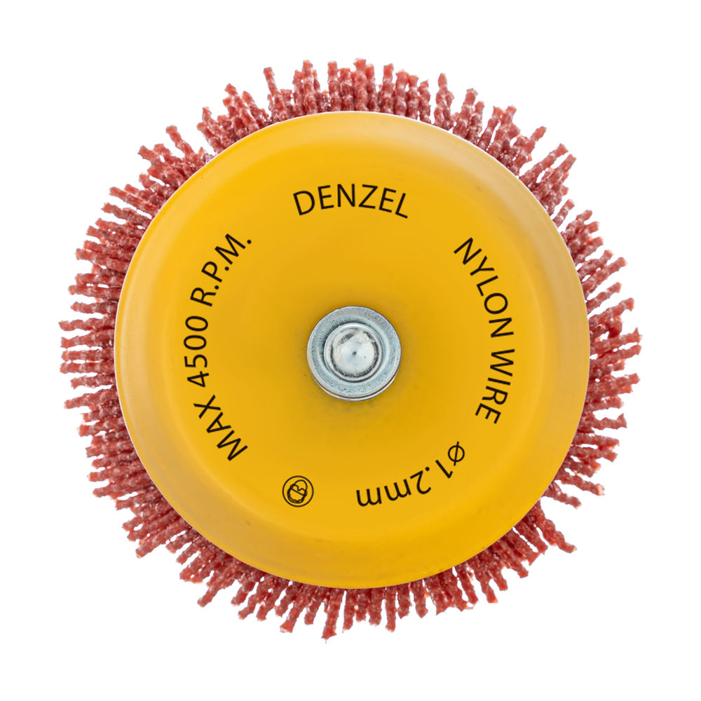 Щетка для дрели, 75 мм, Чашка, со шпилькой, нейлоновая щетина Denzel (74436)