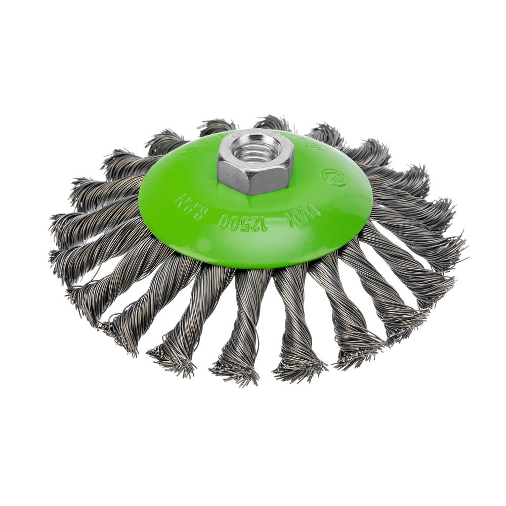 Щетка для УШМ, 125 мм, М14, тарелка, крученая металлическая проволока Сибртех (746117)