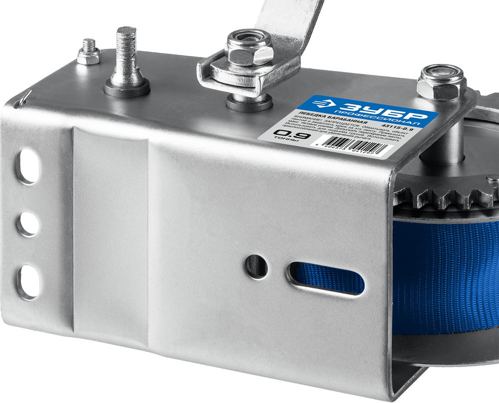 Лебёдка ручная барабанная тяговая ленточная 0.9 т, 10 м ЗУБР Профессионал 43115-0.9