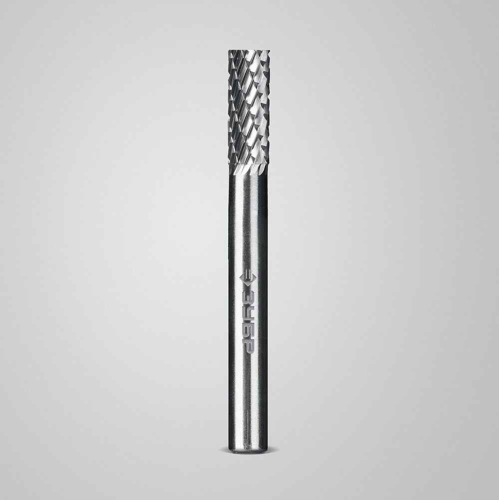 Борфреза твердосплавная 6?16 мм тип А цилиндр с гладким торцом хв-к 6 мм Профессионал ЗУБР 28800-6-16