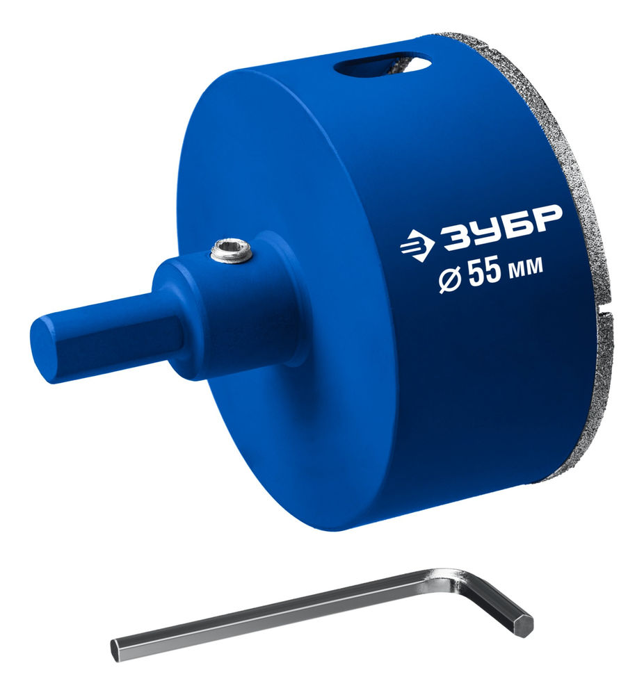 Коронка алмазная АГК, d 55 мм, центр. сверло, трехгранный хвост, Р60 ЗУБР Профессионал 29850-55