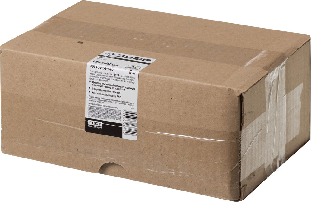 Винт с полусферической головкой M4?40 мм DIN 7985 кл. пр. 4.8 цинк 5 кг ЗУБР 303150-04-040