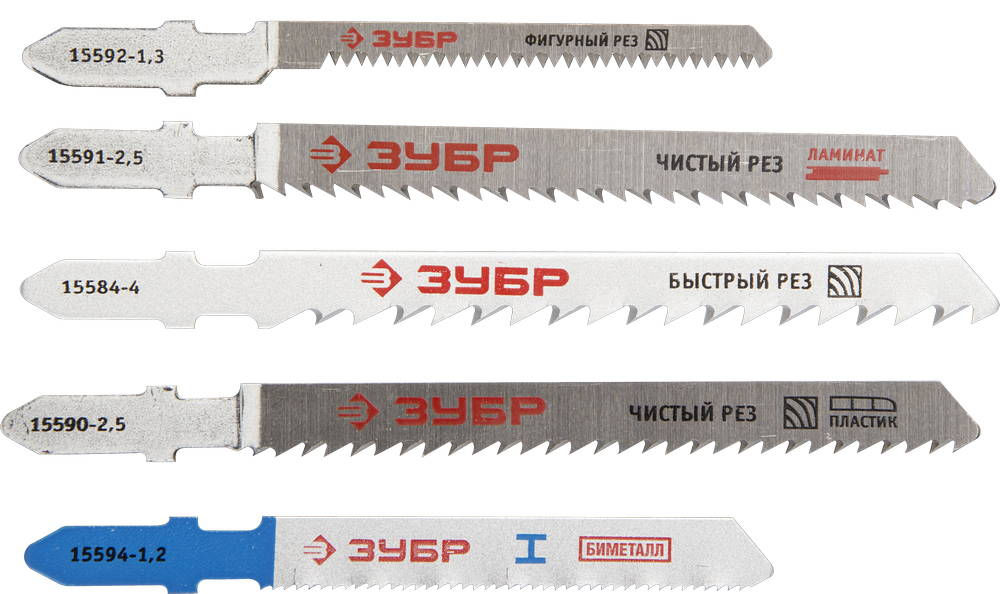 Набор полотен для лобзика 5 шт T-хвост. по дереву и металлу пластик. бокс ЗУБР 15580-H5