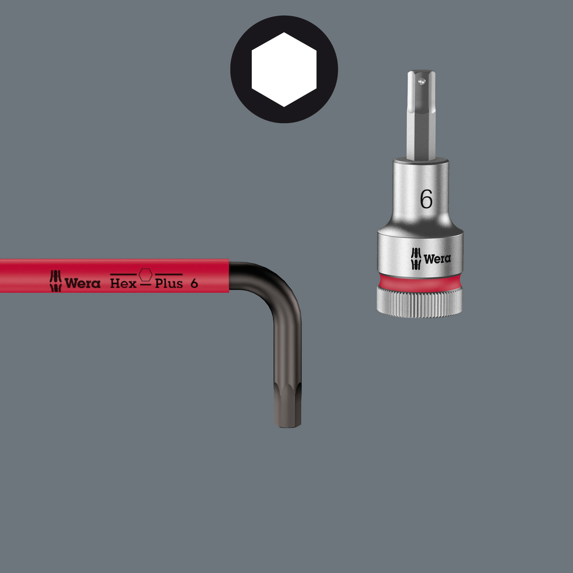 Головка торцевая с вставкой-битой с внешним шестигранником 5 x 140 мм 1/2 с фиксацией Hex-Plus HF Zyklop серия 8740 C Wera WE-003841
