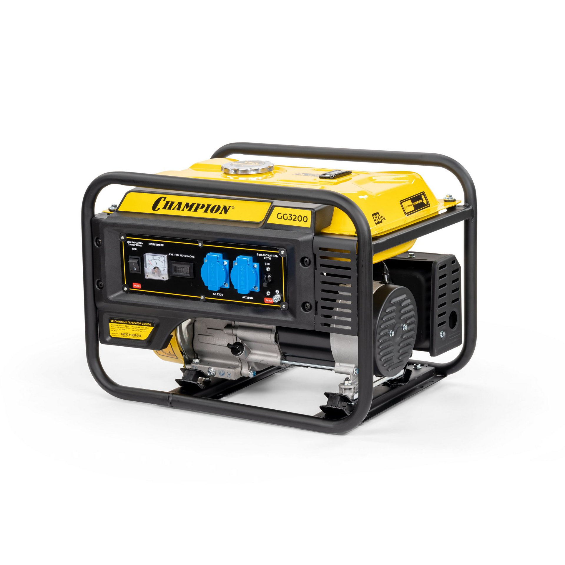 Генератор CHAMPION GG3200 (3,2/3,5кВт 7,5лс 15л 42кг, счетчик) (GG3200)