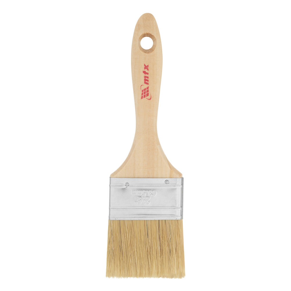Кисть плоская Евро 2.5, натуральная щетина, деревянная ручка MTX (83054)