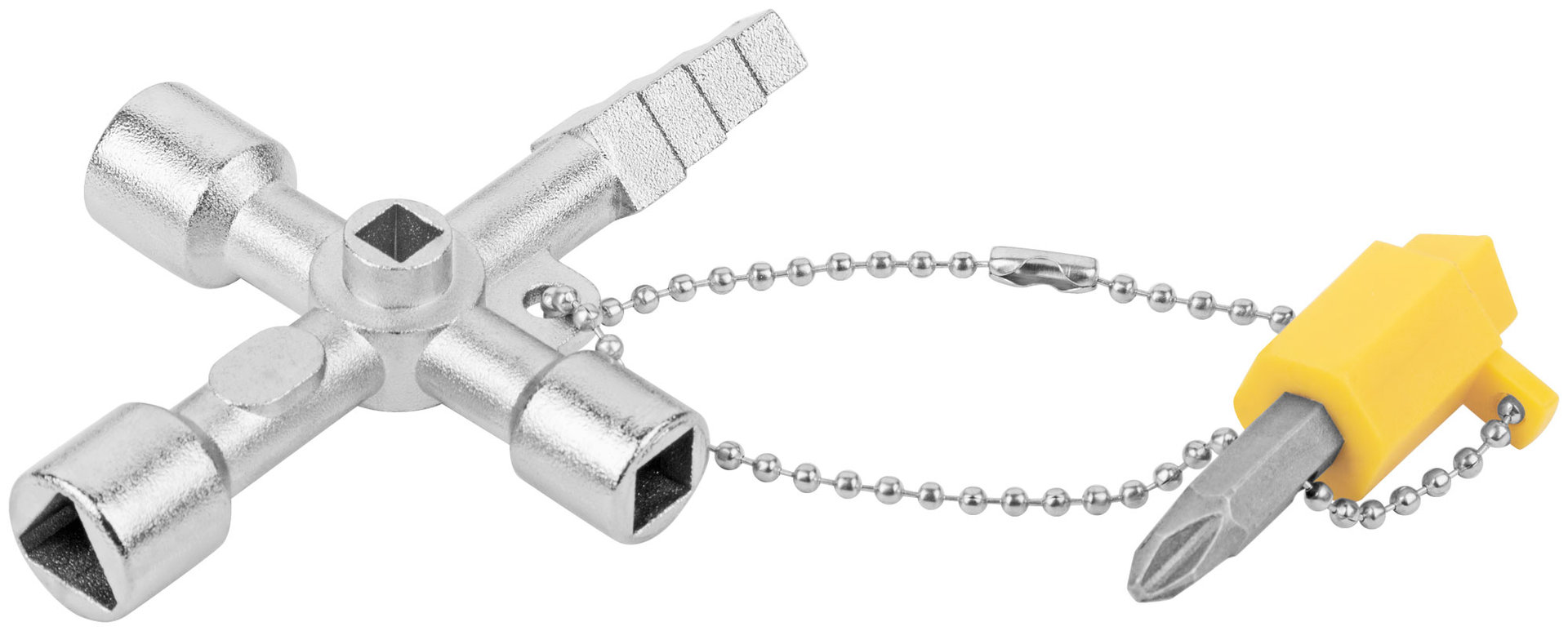 Ключ универсальный для электрошкафов 5-в-1, двусторонняя CrV бита PH2/SL7 (60107)