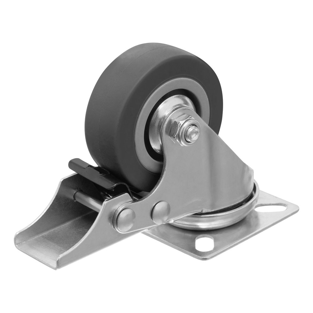 Колесо поворотное с тормозом D 50 мм, крепление платформенное Сибртех (68719)