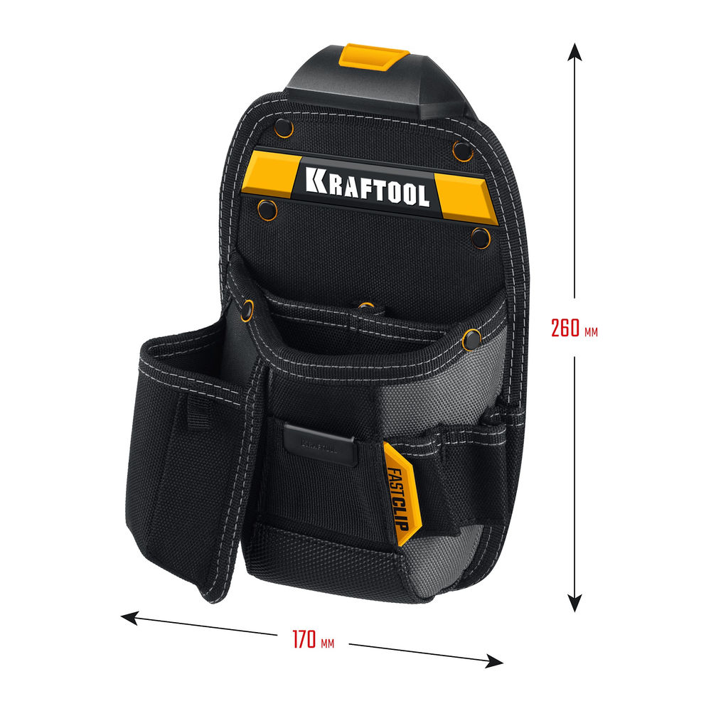 Сумка поясная 170 х 260 мм с быстросъёмным креплением FastClip KP-8 KRAFTOOL 38776