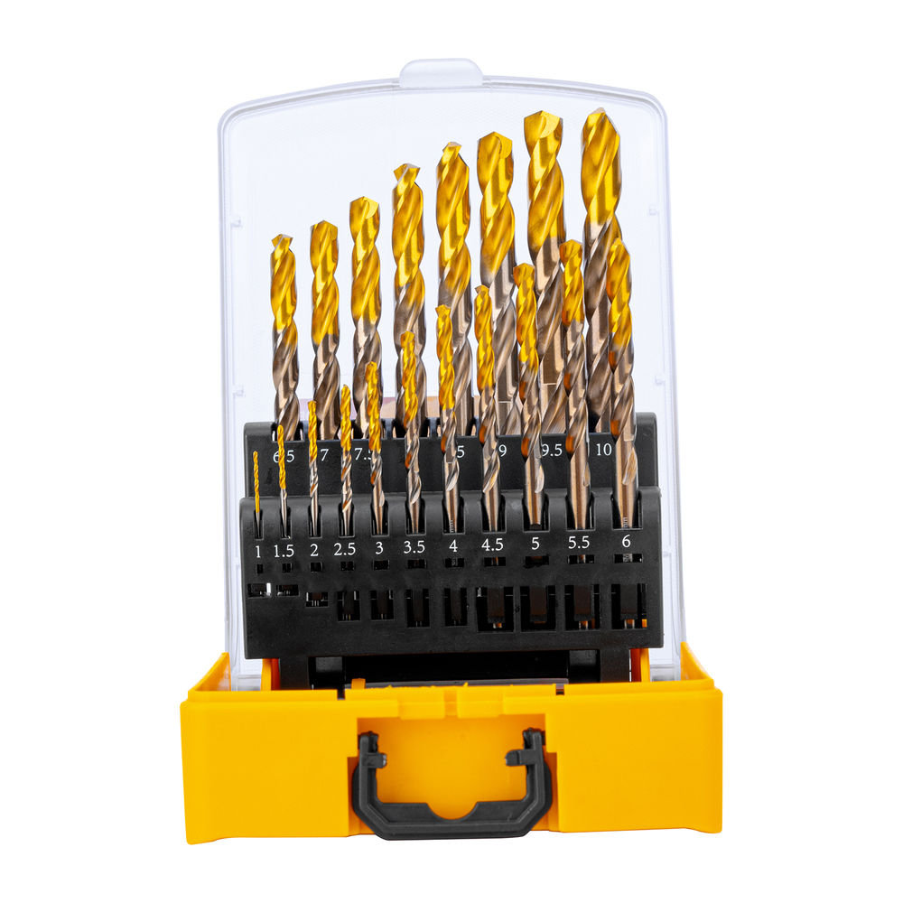 Набор сверл по металлу, 1-10 мм, Р6М5К8-TiN, Golden Tip, 19 шт Denzel (723008)