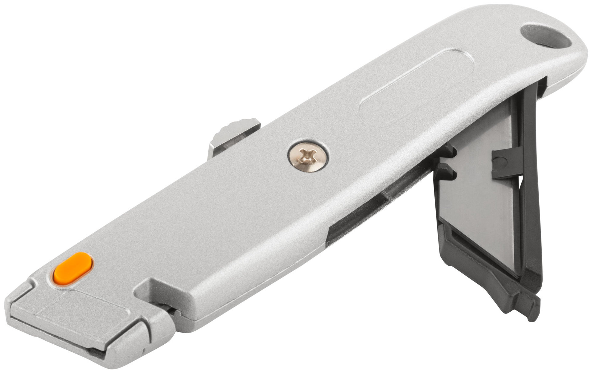 Нож для напольных покрытий серый, металлический корпус, кассета 4 лезвия (10342)