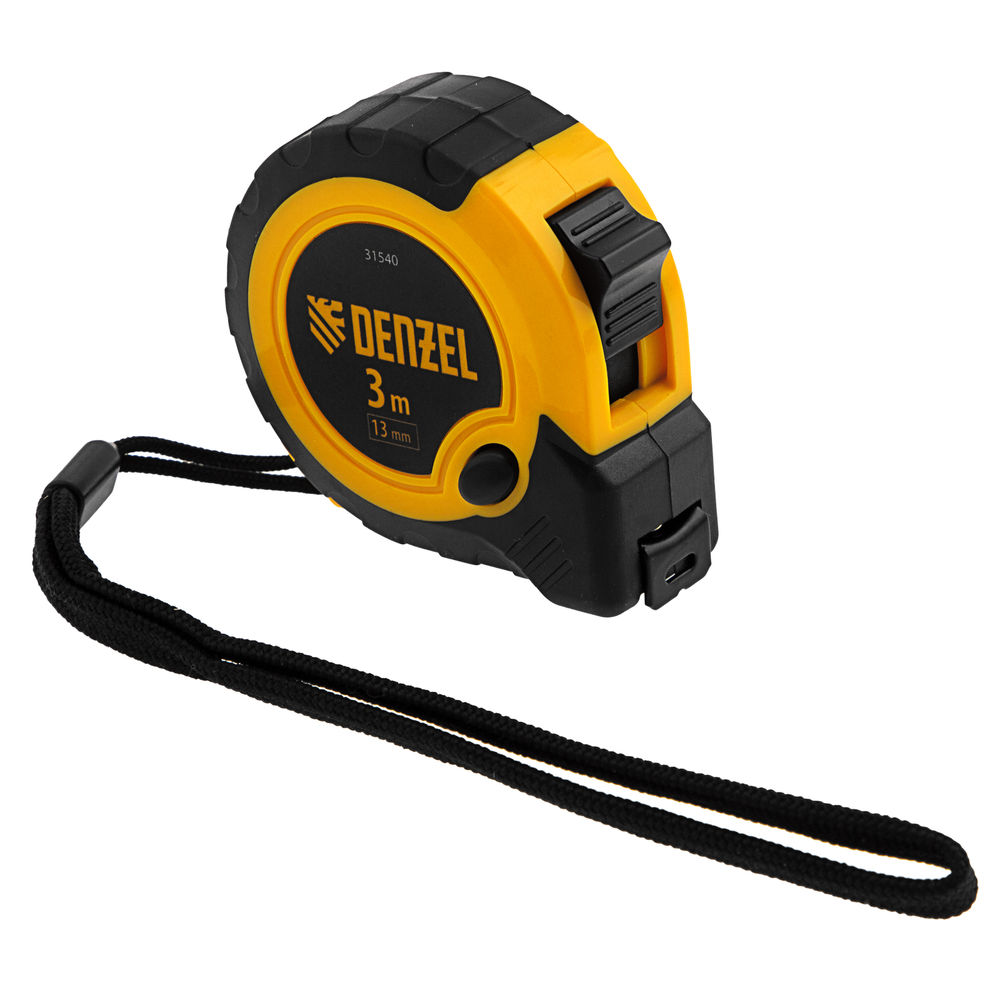 Рулетка 3м х 13мм, двухкомп. корпус, кнопка-пауза Denzel