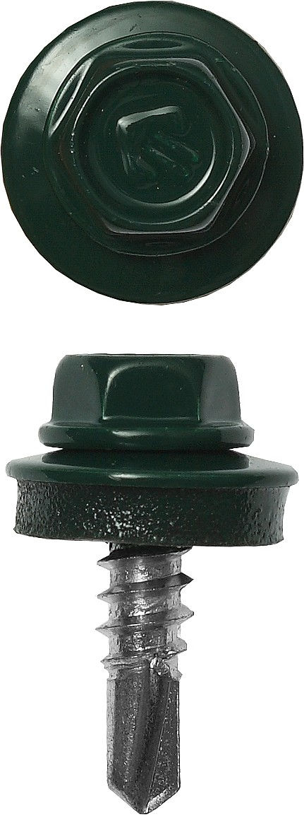 Саморез кровельный 25 х 5.5 мм, RAL 6005 зелёный насыщенный, 420 шт Профессионал СКМ 6005 ЗУБР 4-300315-55-025-6005