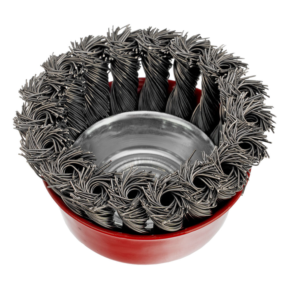 Щетка для УШМ, 75 мм, М14, чашка, крученая проволока 0.5 мм Matrix (74624)